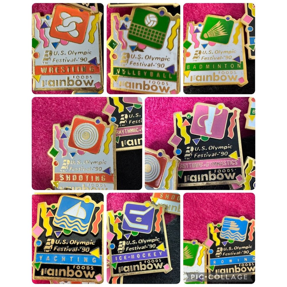 1990 U.S. Olympic Festival Rainbow Foods Hat Pins 62 PC Collectible Minnesota - Picture 4 of 16
